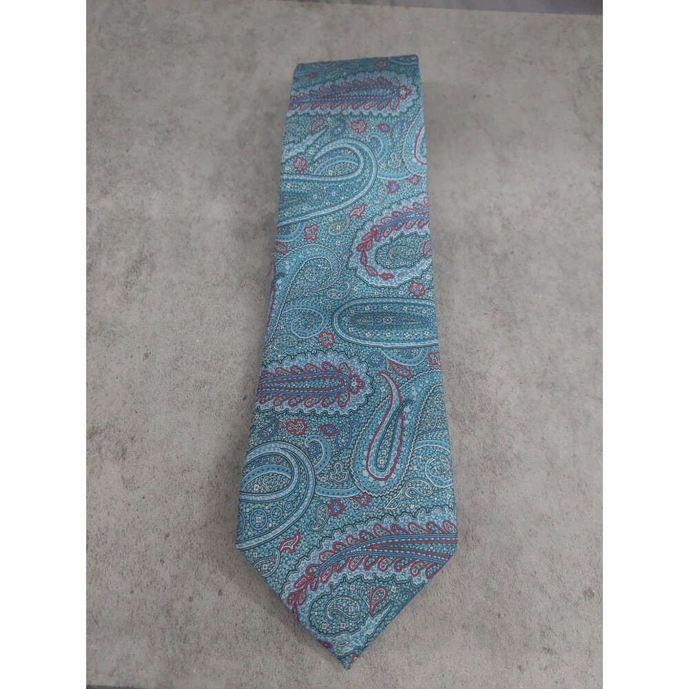 Schreter Extra Long Silk? Tie Teal Pasley
